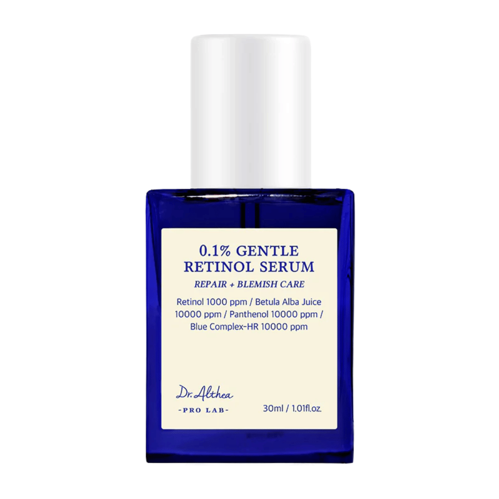Produktbild von Dr. Althea 0.1% Gentle Retinol Serum – ein mildes Retinolserum, das die Hautregeneration fördert, den Hautton ausgleicht und Unreinheiten reduziert.