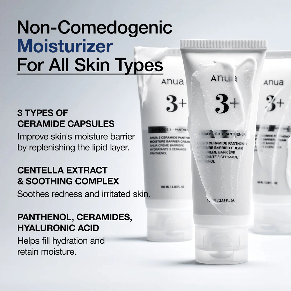 Anua 3 Ceramide Panthenol Creme – feuchtigkeitsspendende, beruhigende und nicht komedogene Creme für alle Hauttypen.