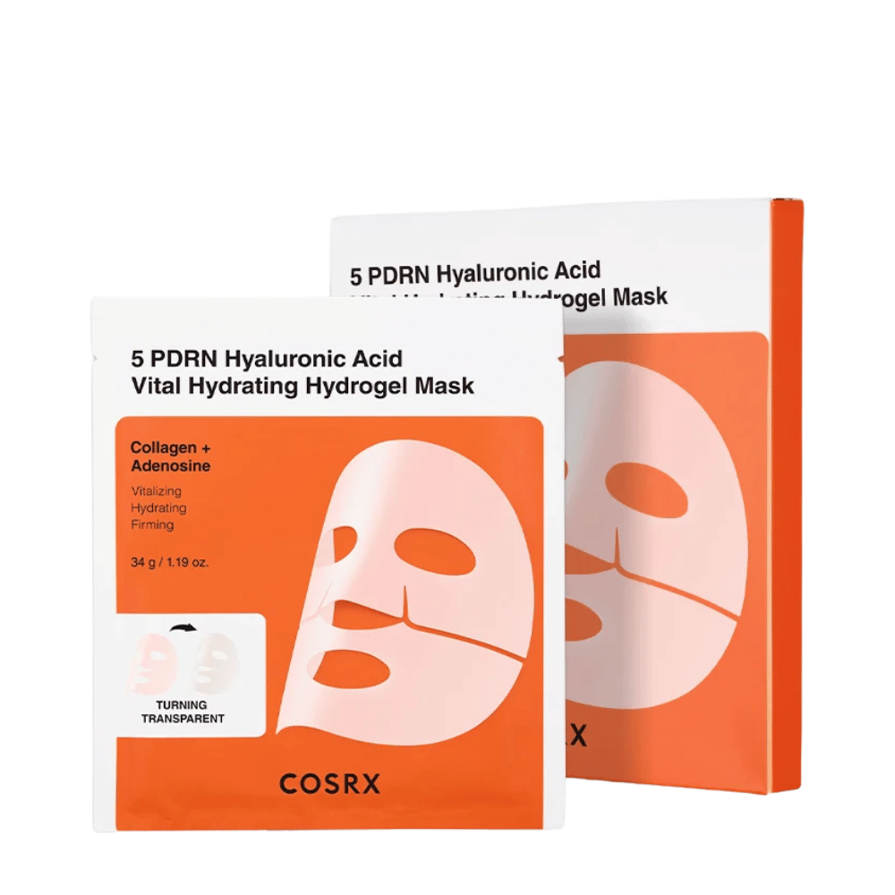 COSRX 5 PDRN Hyaluronic Acid Vital Hydrating Hydrogel Mask 34 g mit Kollagen und Adenosin für feuchtigkeitsspendende und straffende Hautpflege
