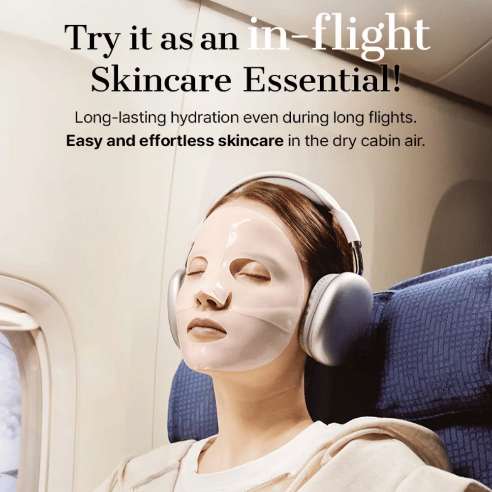 COSRX 5 PDRN Hyaluronic Acid Vital Hydrating Hydrogel Mask verwendet als feuchtigkeitsspendende sheet mask während des Fluges für langanhaltende Feuchtigkeit und beruhigende Wirkung