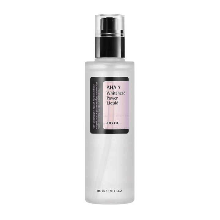 COSRX AHA 7 Whitehead Power Liquid Flasche 100 ml, effektives Peeling mit 7 % Glykolsäure gegen weiße Mitesser und ungleichmäßigen Hautton.