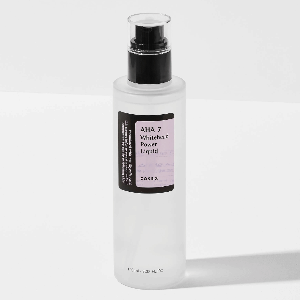 COSRX AHA 7 Whitehead Power Liquid 100 ml, chemisches Peeling mit Glykolsäure, das exfoliert, Mitesser reduziert und für klarere Haut sorgt.
