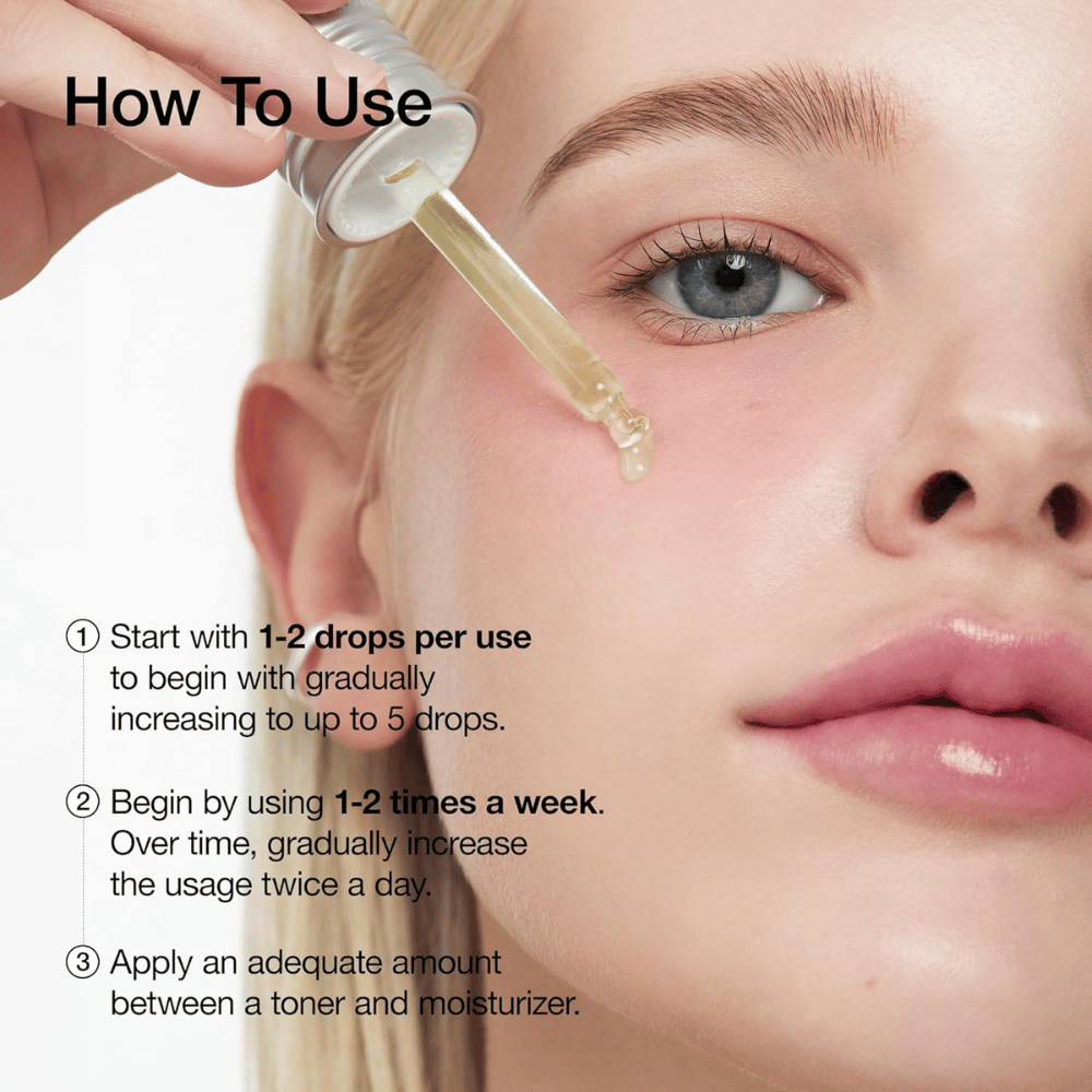 Anwendung von ANUA Azelaic Acid 10+ Hyaluron Serum:

Beginnen Sie mit 1-2 Tropfen und erhöhen Sie schrittweise auf 5 Tropfen.
Verwenden Sie es 1-2 Mal pro Woche und erhöhen Sie dann auf die tägliche Anwendung morgens und abends.
Zwischen Toner und Feuchtigkeitscreme auftragen.