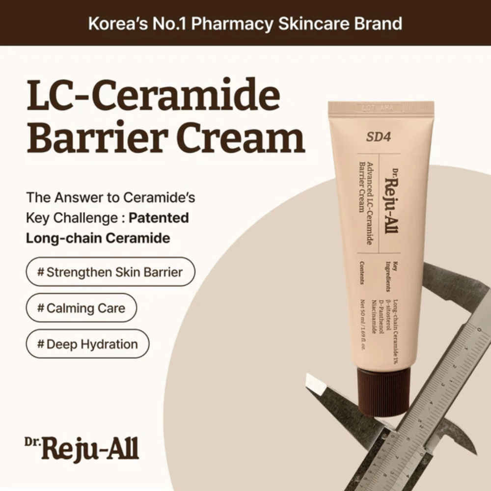 Dr. Reju-All Advanced LC-Ceramide Barrier Cream aus Korea – Barrierecreme mit patentierten langkettigen Ceramiden für tiefe Feuchtigkeitspflege, beruhigende Pflege und Schutz vor äußerer Reizung.
