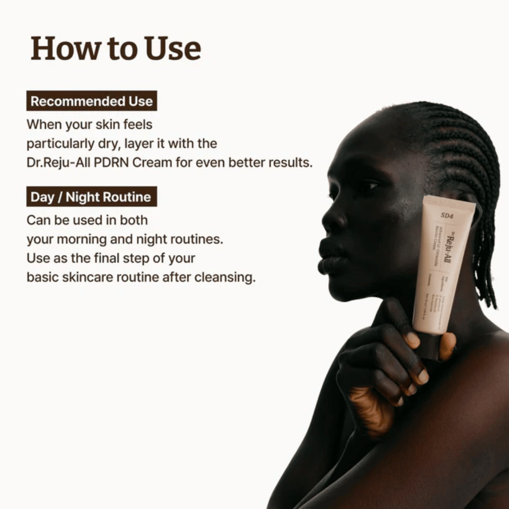 Dr. Reju-All Advanced LC-Ceramide Barrier Cream – barriereverstärkende Gesichtscreme, die morgens und abends als letzter Schritt in der Hautpflegeroutine für langanhaltende Feuchtigkeitspflege und Schutz verwendet wird.