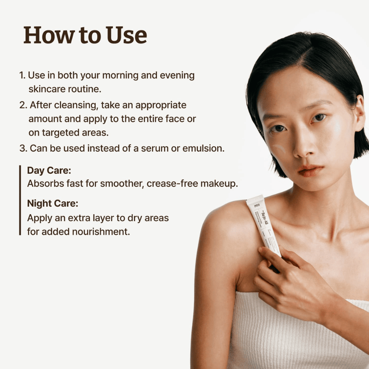 Anwendung von Dr. Reju-All PDRN Rejuvenating Cream – Tages- und Nachtcreme, die die Haut beruhigt und mit Feuchtigkeit versorgt