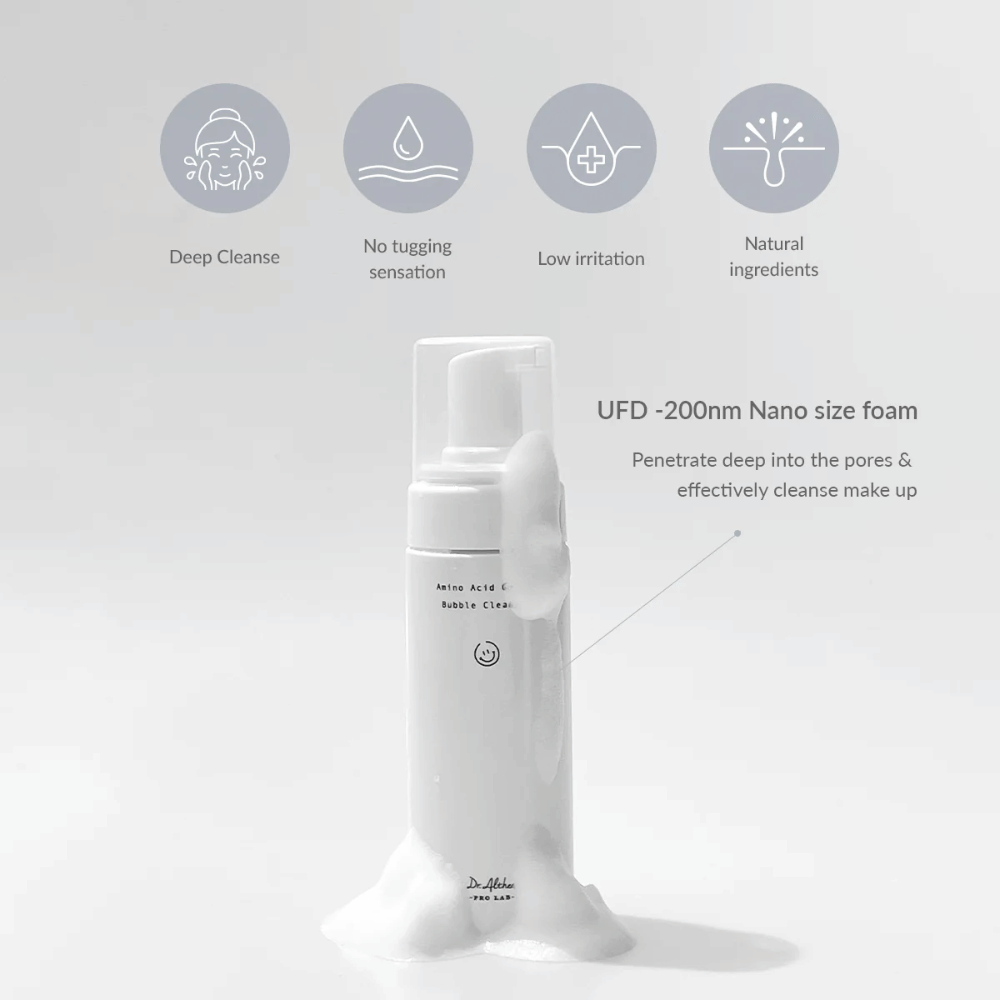 Dr. Althea Amino Acid Gentle Bubble Cleanser reinigt tief mit nanokleinen Blasen, die in die Poren eindringen. Milde Formel mit natürlichen Inhaltsstoffen – perfekt für empfindliche Haut.
