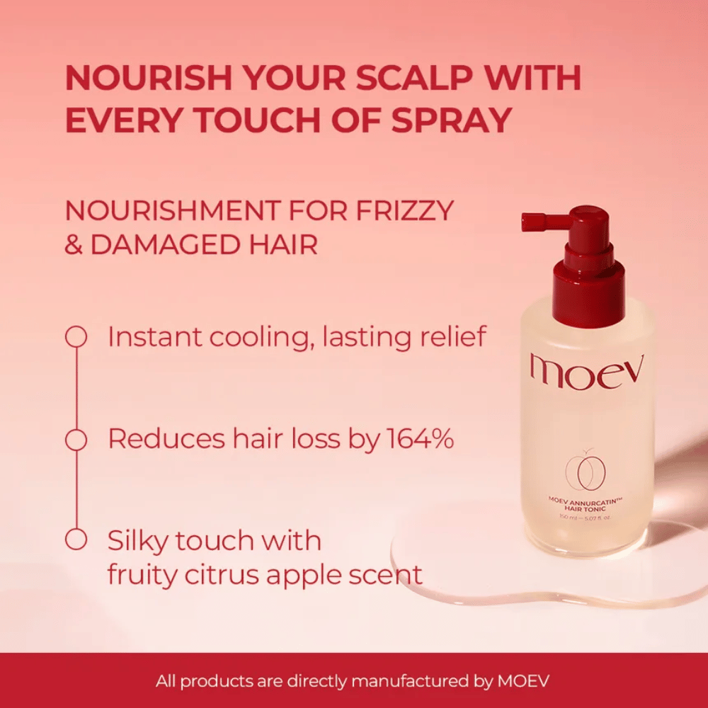 MOEV Annurcatin Hair Tonic – pflegendes Spray, das Haarausfall reduziert, die Kopfhaut kühlt und einen frischen Zitrusduft verleiht.