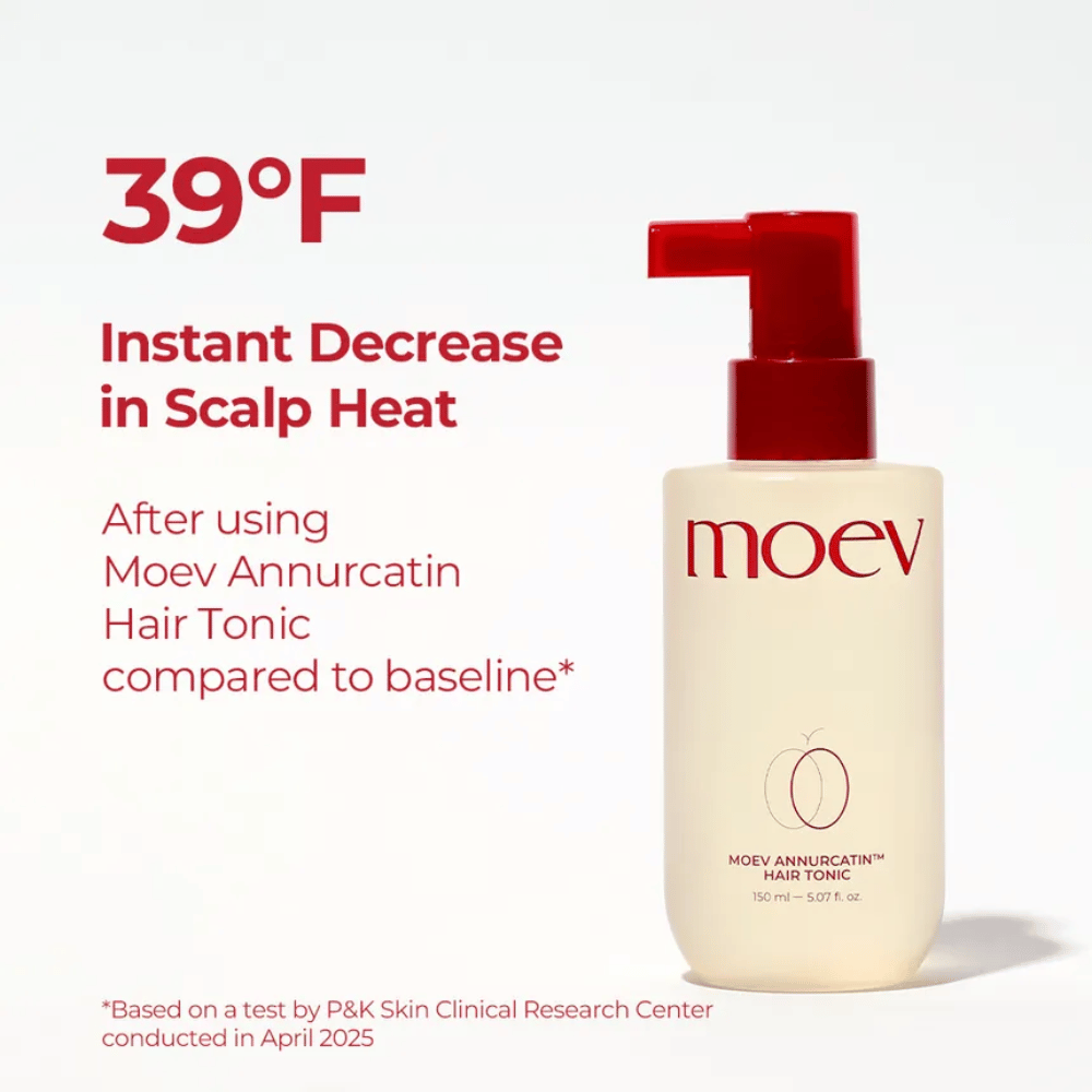 MOEV Annurcatin Hair Tonic – klinisch getestete Haarpflege, die die Kopfhaut kühlt und die Wärme um bis zu 39°F reduziert für gesünderes Haar.