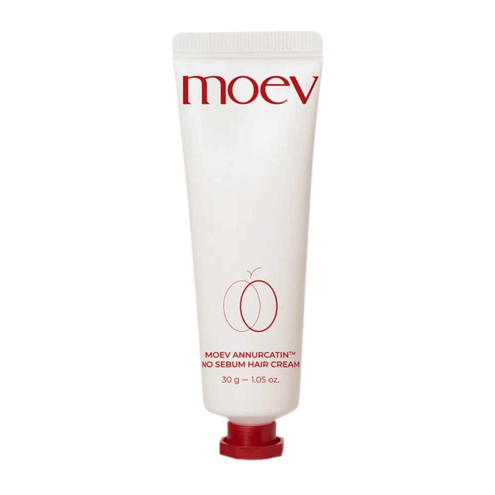 6. MOEV Annurcatin No Sebum Hair Cream 30 g – weiße Tube mit rotem Text und Verschluss gegen fettiges Haar
