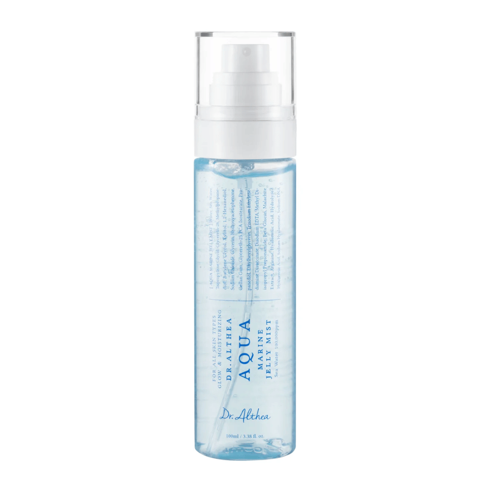 Produktbild von Dr. Althea Aqua Marine Jelly Mist mit transparenter Verpackung und jelly-basierter Formel