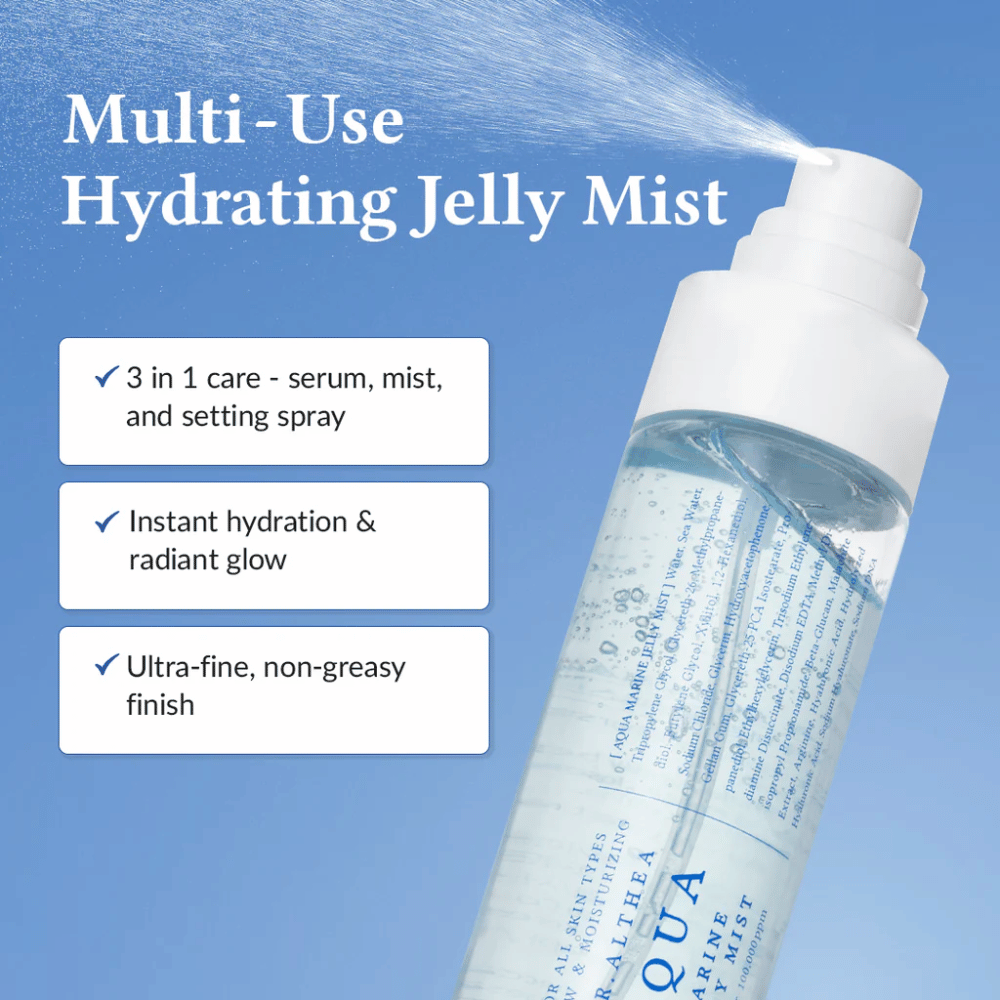 Dr. Althea Aqua Marine Jelly Mist als multifunktionaler Gesichtsspray für Serum, Mist und Setting Spray in einem