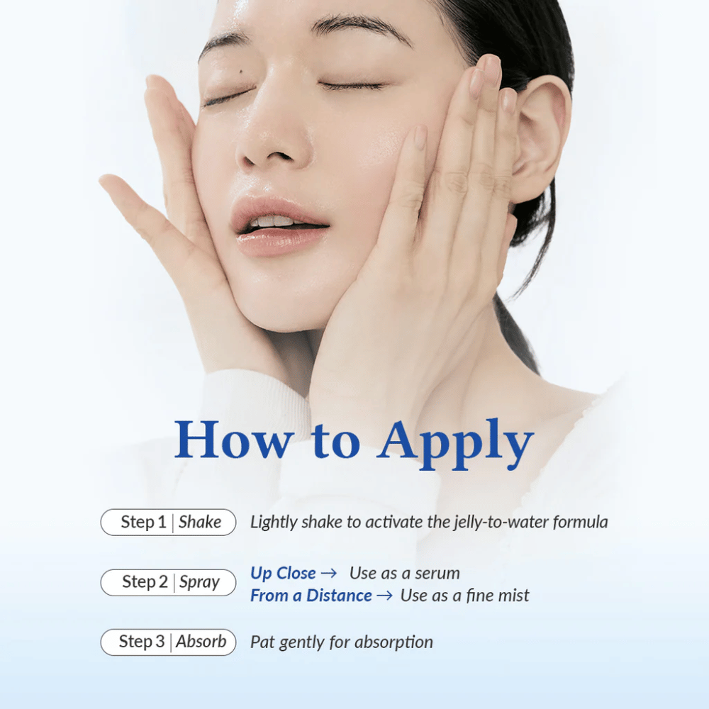 Dr. Althea Aqua Marine Jelly Mist – wie das Produkt in der Gesichtsroutine für hydratisierte und aufgepolsterte Haut angewendet wird