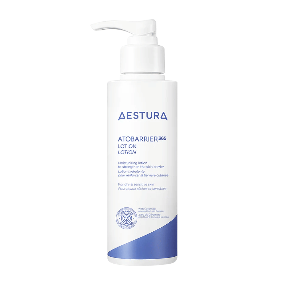 Produktbild von AESTURA Atobarrier 365 Lotion – feuchtigkeitsspendende Lotion für trockene und empfindliche Haut mit Ceramid und Niacinamid.