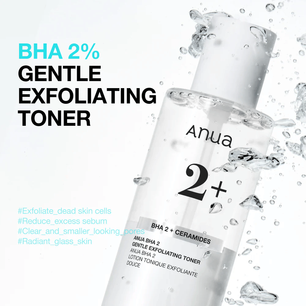 Anua BHA 2% Gentle Exfoliating Toner mit Ceramiden – sanfter BHA-Toner, der verstopfte Poren und überschüssigen Talg reduziert