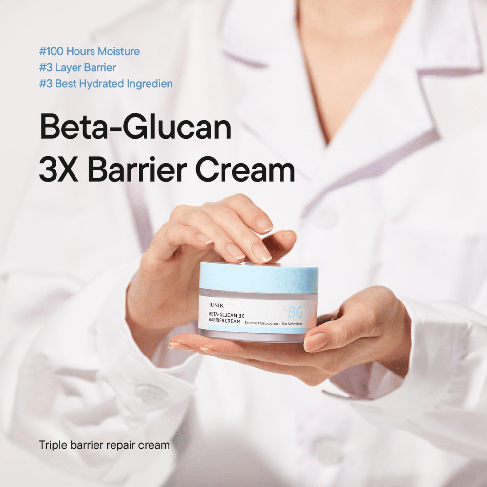 iUNIK Beta-Glucan 3X Barrier Cream feuchtigkeitsspendende Gesichtscreme für trockene und empfindliche Haut mit dreifacher Barrierepflege