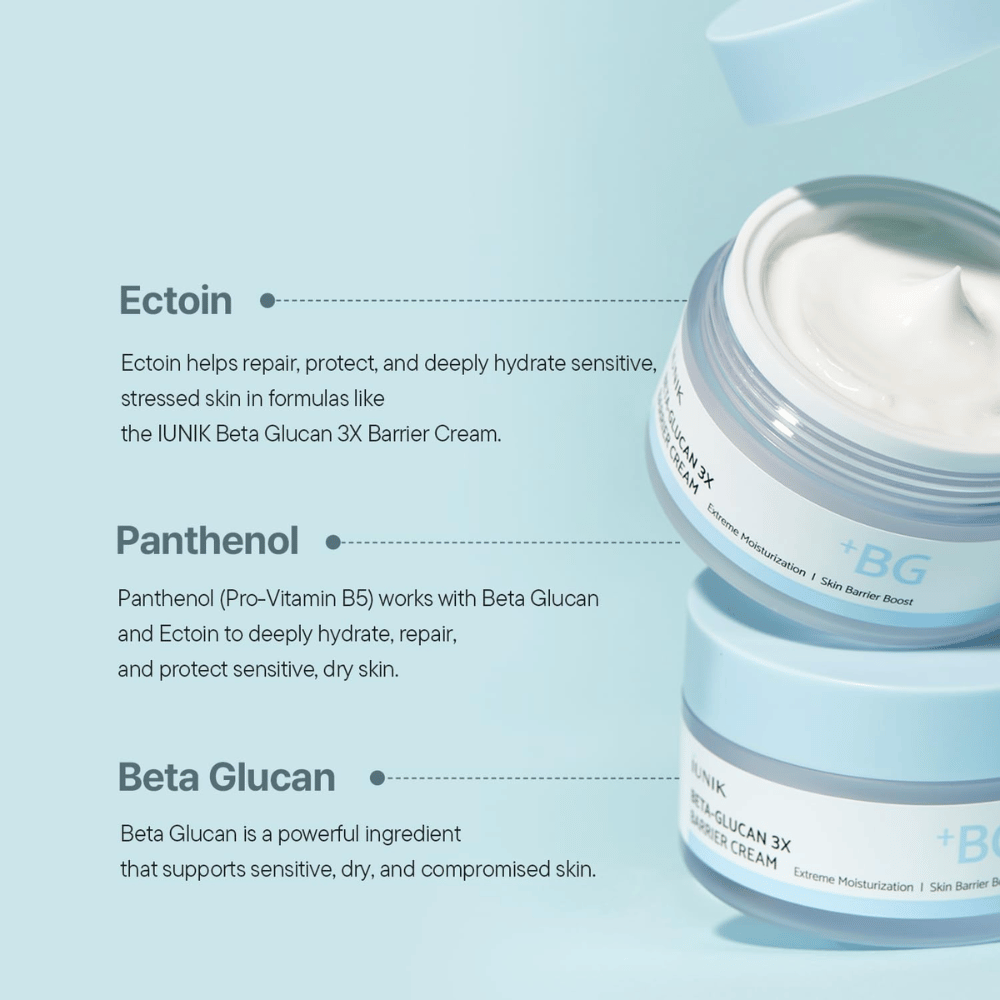 iUNIK Beta-Glucan 3X Barrier Cream mit Beta-Glucan, Ectoin und Panthenol für intensive Feuchtigkeitsversorgung und eine gestärkte Hautbarriere