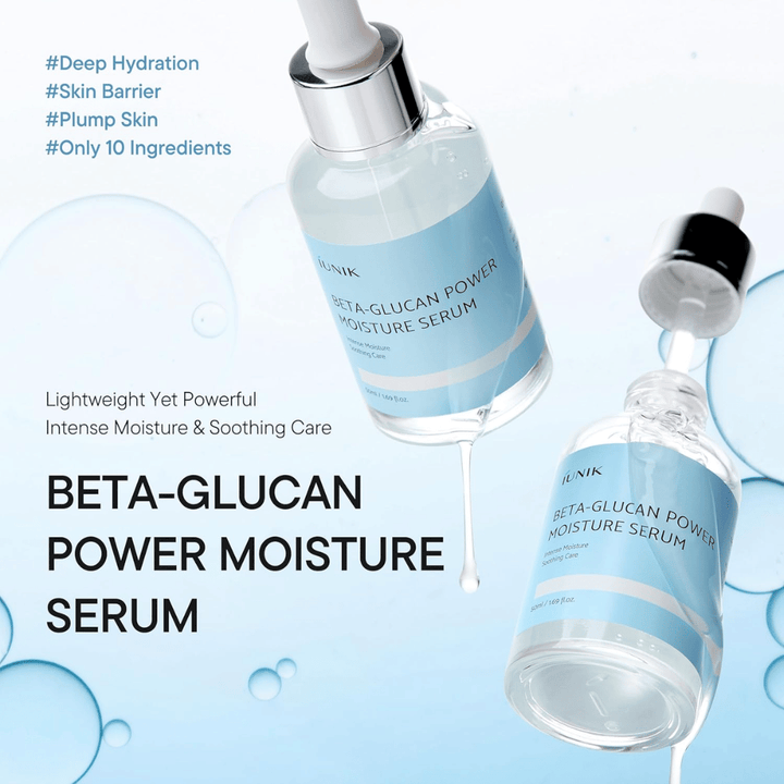 iUNIK Beta-Glucan Power Moisture Serum – koreanisches Gesichtsserum für tiefe Feuchtigkeit und beruhigende Hautpflege