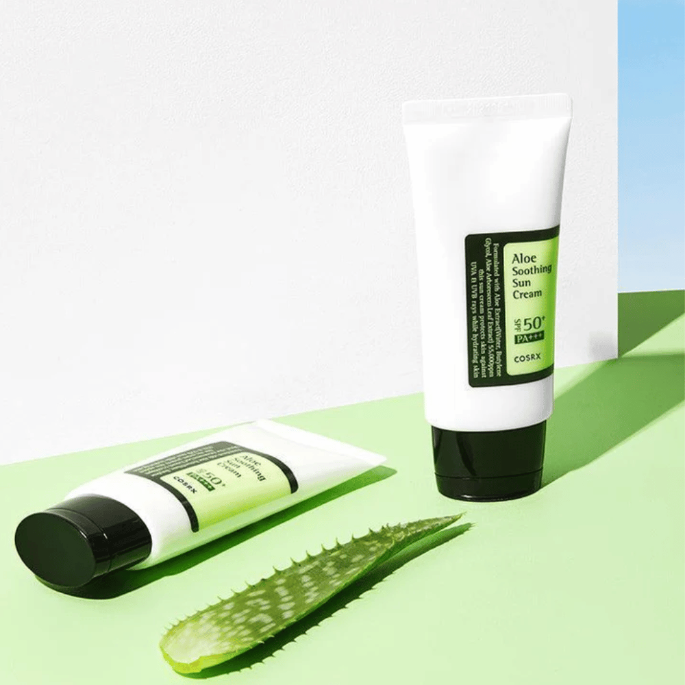COSRX Aloe Soothing Sun Cream SPF50+ PA+++ – Sonnenschutzcreme mit Aloe Vera für empfindliche Haut, UVA- und UVB-Schutz