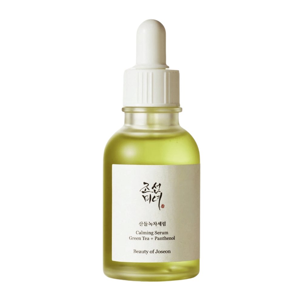 Produktbild von Beauty of Joseon Calming Serum Green Tea + Panthenol in Pipettenflasche – feuchtigkeitsspendendes und ausgleichendes K-beauty Serum.