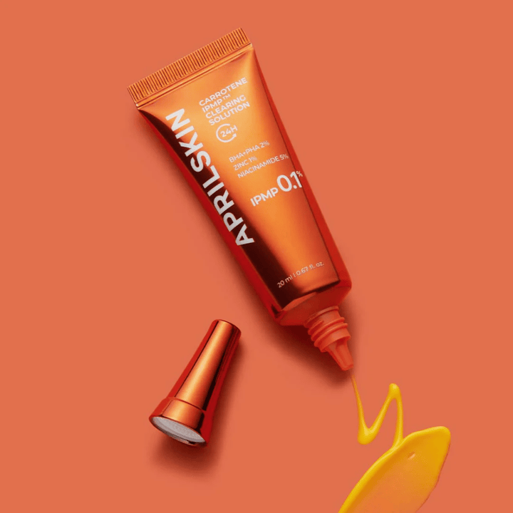 APRILSKIN Carrotene IPMP Clearing Solution in Tube mit gelber Formel, Punktbehandlung gegen Akne mit BHA PHA 2 %, Zink und Niacinamid