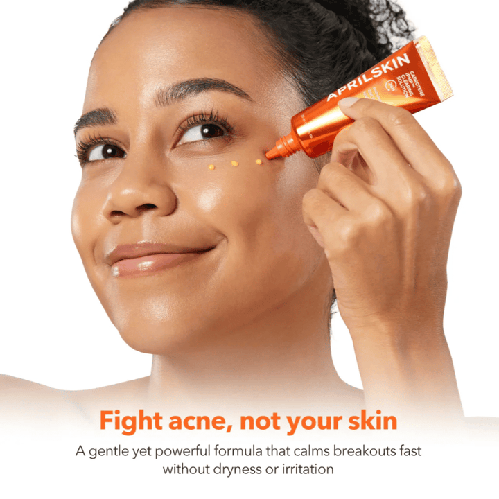 APRILSKIN Carrotene IPMP Clearing Solution wird als Punktbehandlung gegen Akne und Pickel angewendet, beruhigende Formel mit BHA, PHA, Zink und Niacinamid für unreine Haut