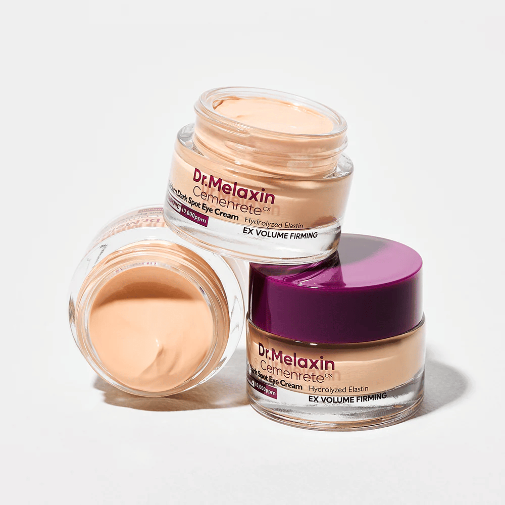 Dr.Melaxin Cemenrete Eye Cream aus verschiedenen Blickwinkeln, koreanische Augencreme gegen dunkle Flecken und feine Linien mit volumengebender und straffender Wirkung.