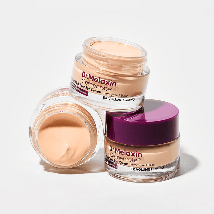Dr.Melaxin Cemenrete Eye Cream aus verschiedenen Blickwinkeln, koreanische Augencreme gegen dunkle Flecken und feine Linien mit volumengebender und straffender Wirkung.