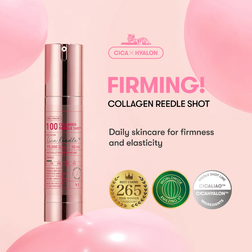 VT Collagen Reedle Shot 100 – preisgekröntes Cica x Hyalon-Serum für Spannkraft, Feuchtigkeit und Anti-Aging-Effekt.