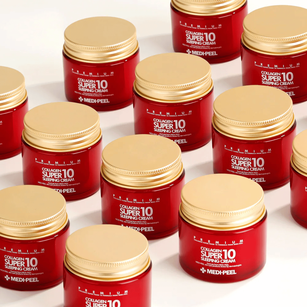 MEDI-PEEL Collagen Super 10 Sleeping Cream – beliebte koreanische Nachtcreme mit Kollagen, die die Elastizität und den Glanz der Haut verbessert.