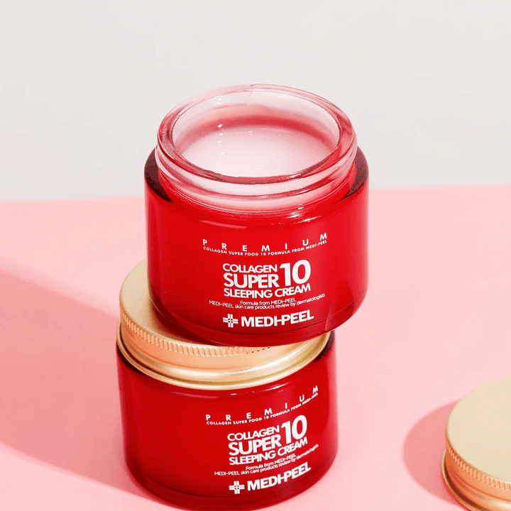 MEDI-PEEL Collagen Super 10 Sleeping Cream in Premiumverpackung – intensiv feuchtigkeitsspendende Schlafcreme mit Kollagen für festere und glattere Haut.