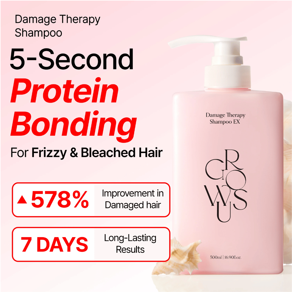 GROWUS Damage Therapy Shampoo EX mit Protein-Bonding für geschädigtes, blondiertes und krauses Haar