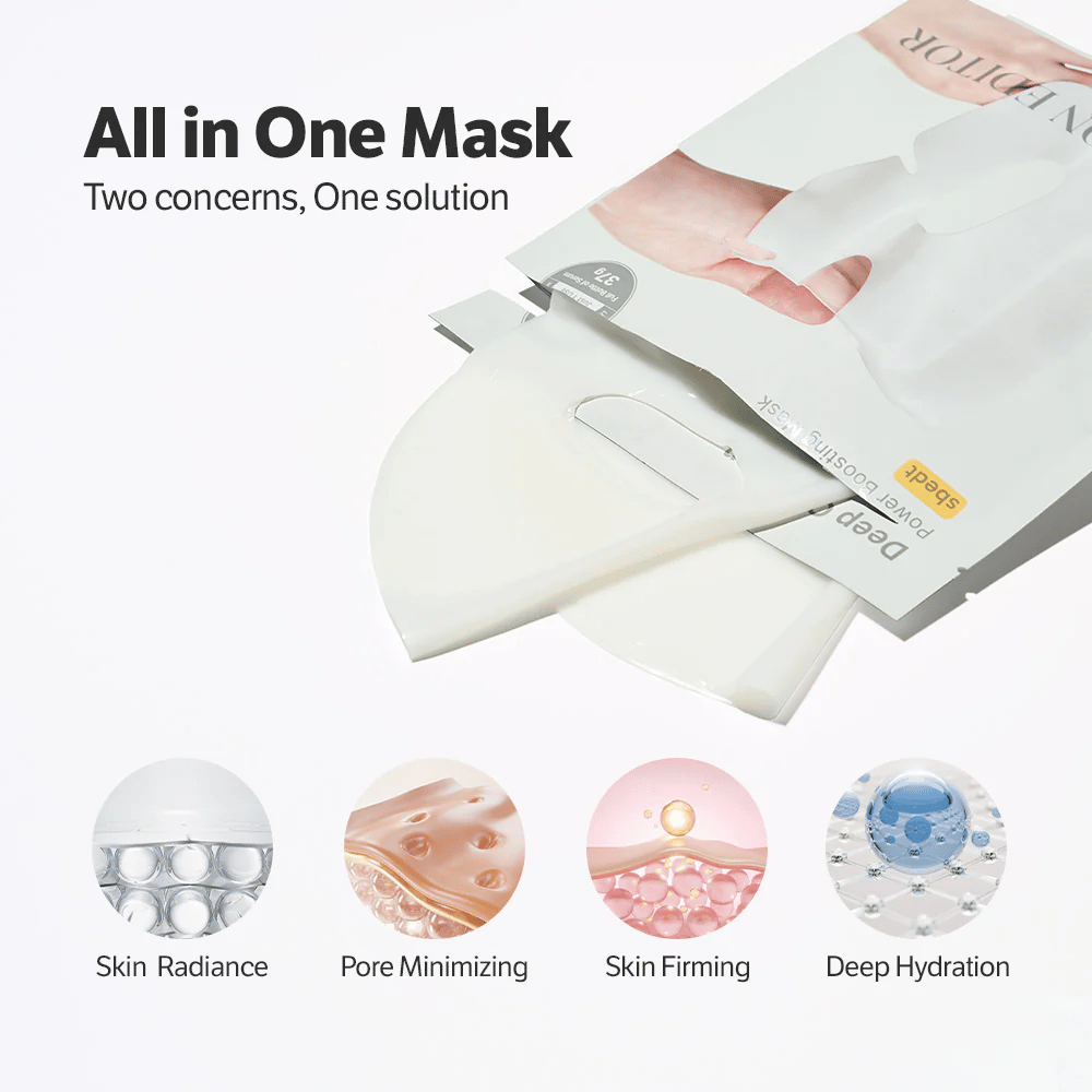 Sungboon Editor Deep Collagen Power Boosting Mask – All-in-One-Sheet mask, das Glanz verleiht, Poren minimiert, die Haut strafft und tiefenwirksam befeuchtet.