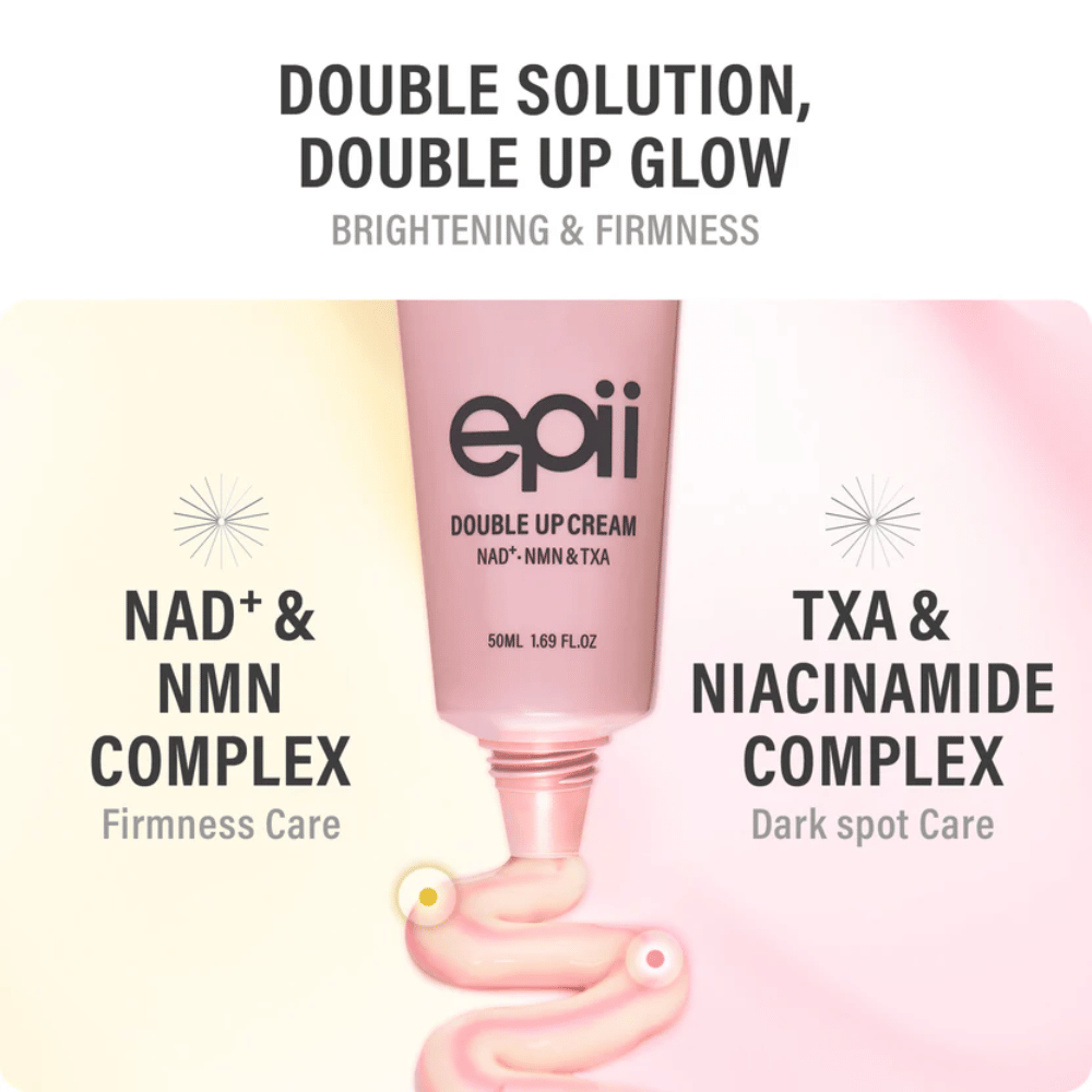 EPII Double Up Cream NAD+, NMN & TXA – Gesichtscreme mit Niacinamid und Tranexamsäure für einen ebenmäßigen Hautton, Festigkeit und Feuchtigkeitsversorgung.