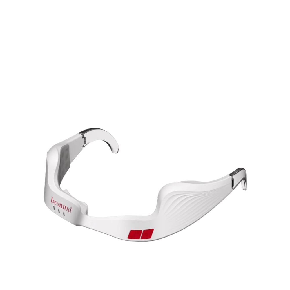 Freigestelltes Produktbild von Beaund Eye Rejuv in minimalistischem weißem Design mit transparenten Details und intuitiven Bedientasten.