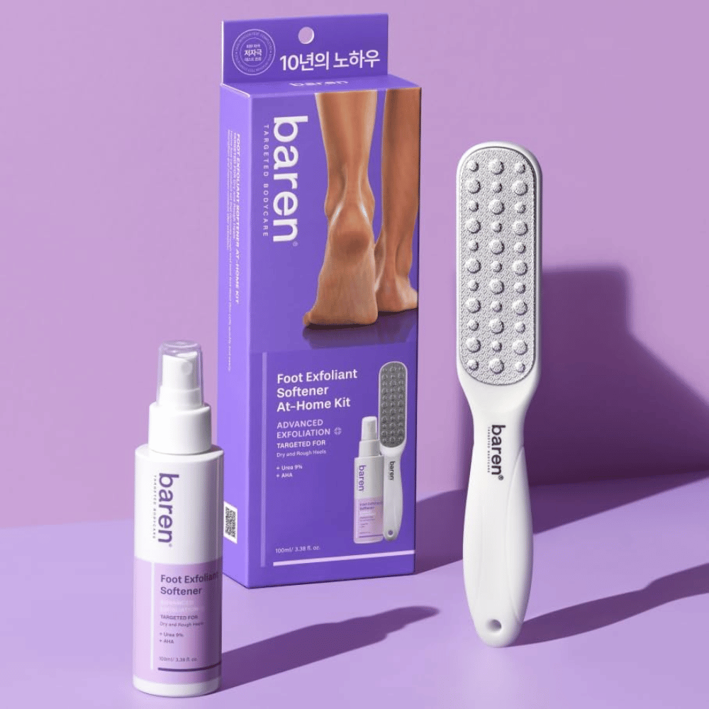 BAREN Foot Callus Eraser Home Set mit Foot Exfoliant Softener, Fußfeile und Verpackung für exfolierende Fußpflege