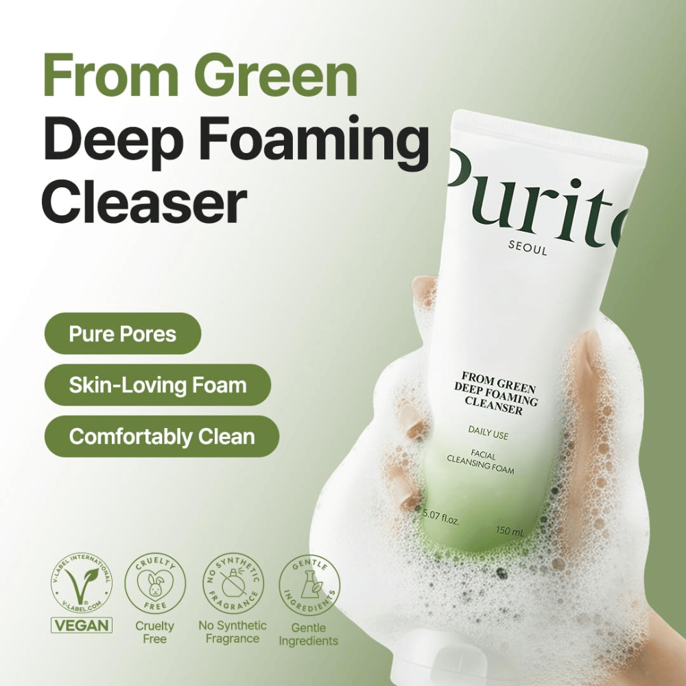 Purito Seoul From Green Deep Foaming Cleanser 150 ml – vegane und cruelty-free Reinigung ohne synthetisches Parfüm