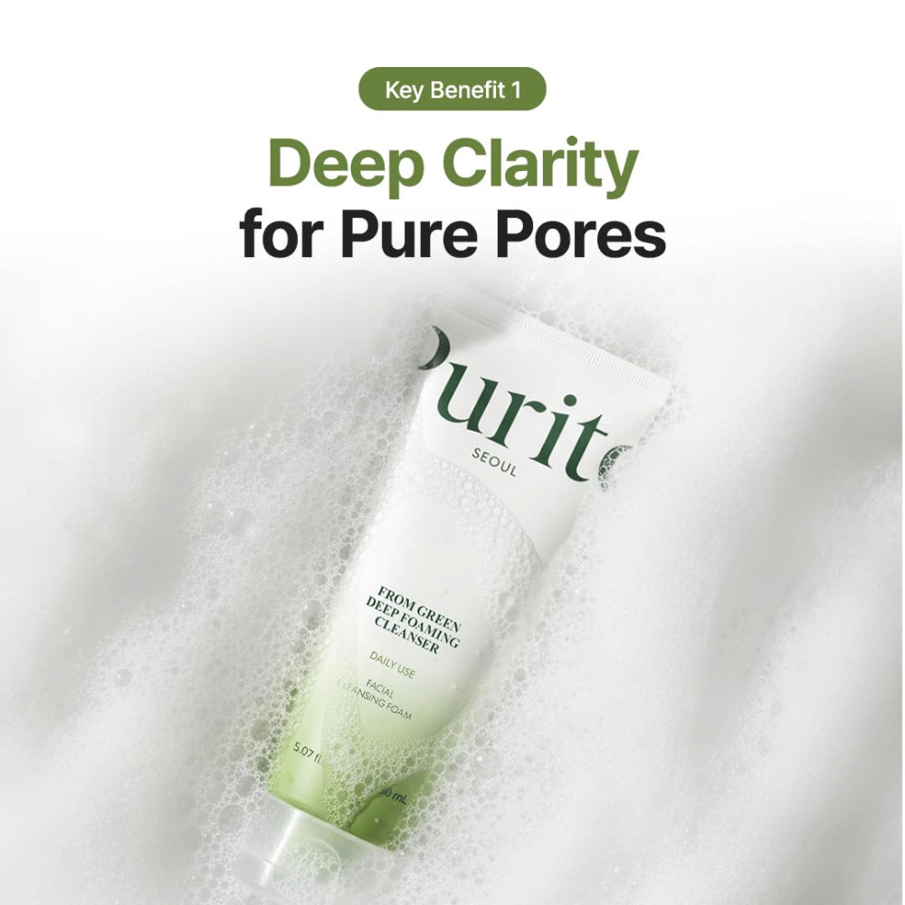 Purito Seoul From Green Deep Foaming Cleanser – tiefenreinigende Gesichtsreinigung, die dabei hilft, die Poren zu reinigen