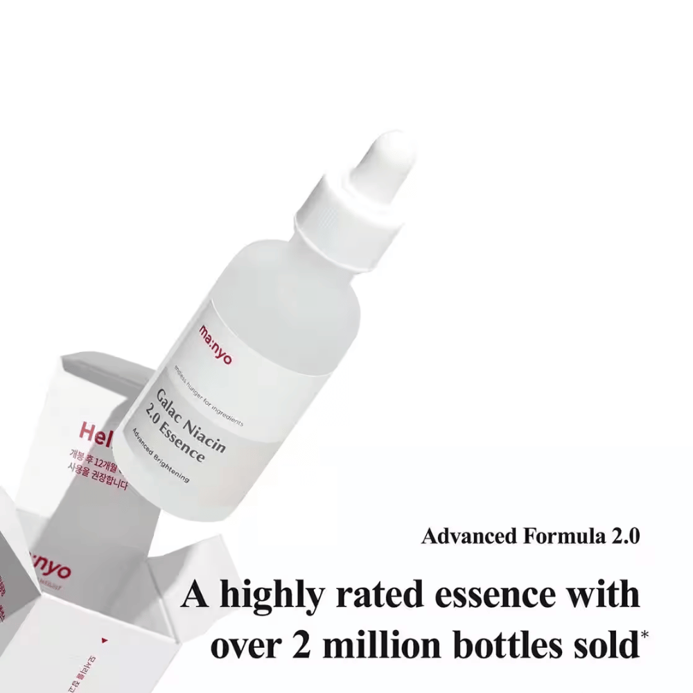 Ma:nyo Galac Niacin 2.0 Essence – ein meistverkaufter koreanischer Essenz mit über 2 Millionen verkauften Flaschen, angereichert mit Galactomyces und Niacinamid für einen klareren Hautton.