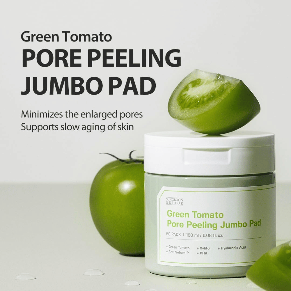 SUNGBOON EDITOR Green Tomato Pore Peeling Jumbo Pad – exfolierende Pads für Poren und ein ebenmäßigeres Hautbild