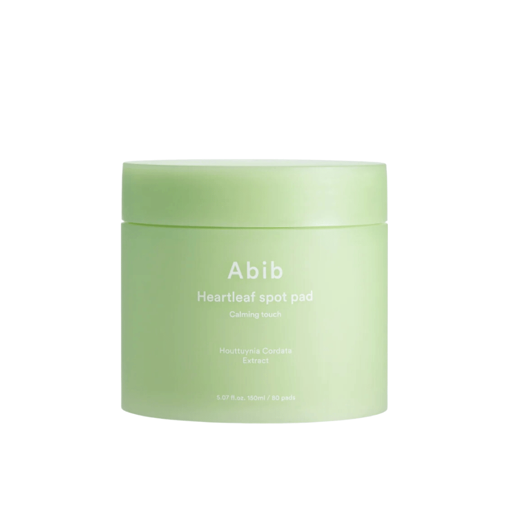 Dose mit Abib Heartleaf Spot Pad Calming Touch, beruhigende Hautpflegepads mit Houttuynia Cordata-Extrakt.