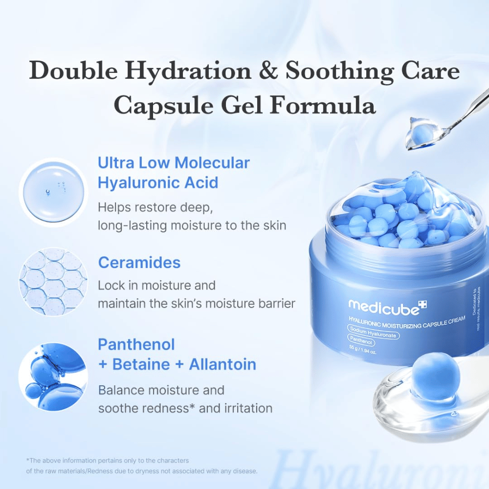 3. Medicube Hyaluronic Moisturizing Capsule Cream – mit Hyaluronsäure, Ceramiden, Panthenol, Betain und Allantoin