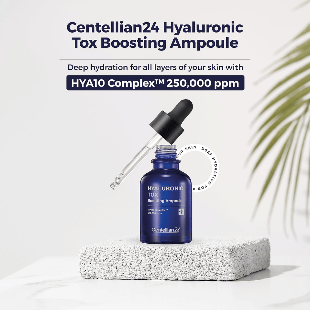 4. Centellian24 Hyaluronic Tox Boosting Ampoule – blaue Serumflasche mit Pipette und HYΛ10 Complex