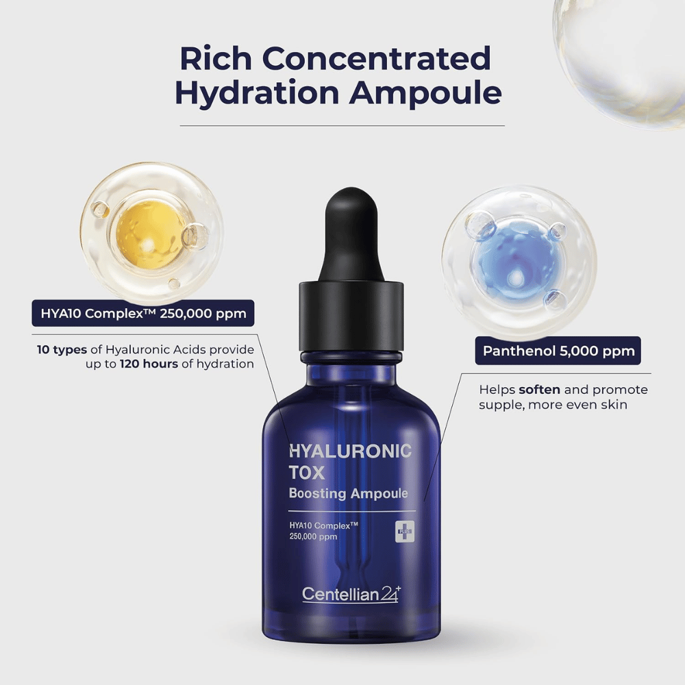 3. Centellian24 Hyaluronic Tox Boosting Ampoule – Serum mit 10 Arten von Hyaluronsäure und Panthenol