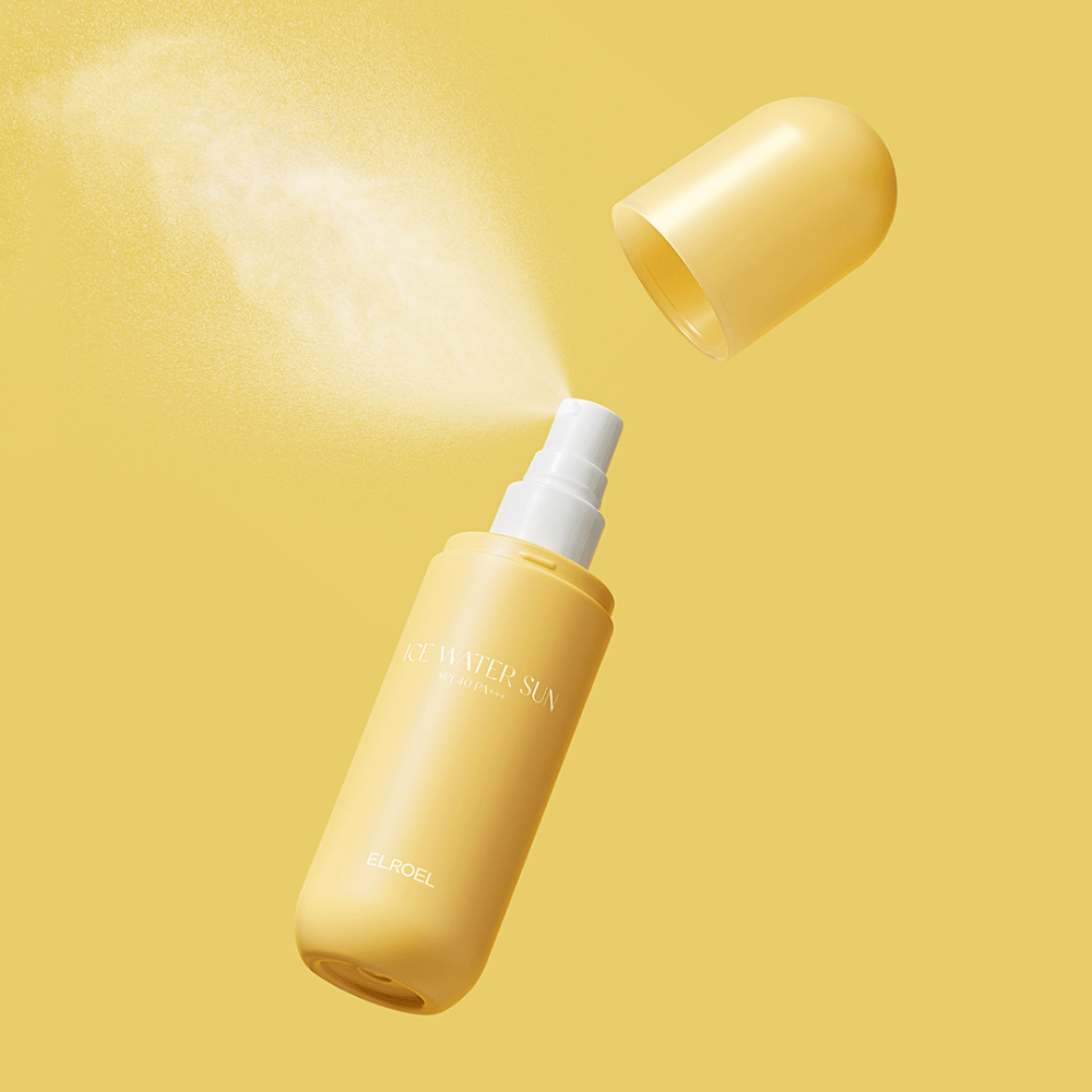 ELROEL Ice Water Sun Mist SPF 40 PA+++ Sprayflasche mit abnehmbarem Deckel und gleichmäßigem Sprühnebel, der die Haut vor UV-Strahlen schützt und einen kühlenden Effekt bietet