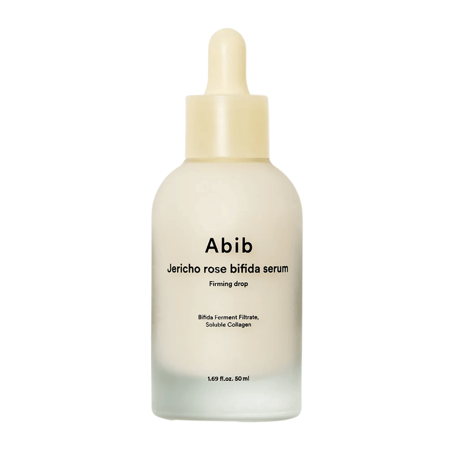 Freigestelltes reines Produktbild von Abib Jericho Rose Bifida Serum Firming Drop auf hellem Hintergrund.