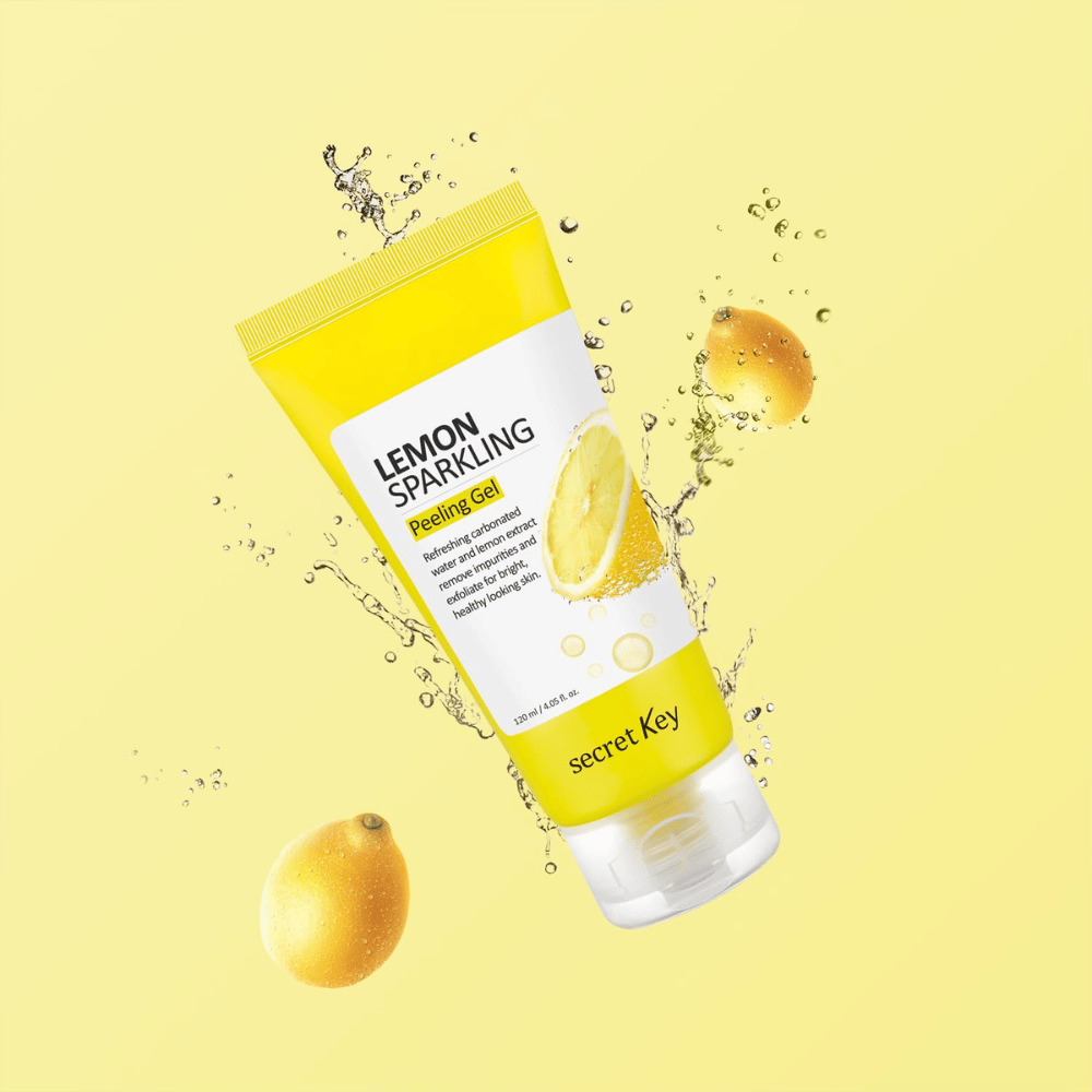 Secret Key Lemon Sparkling Peeling Gel – erfrischendes Peeling-Gel mit Zitronenextrakt, das exfoliert, aufhellt und der Haut Glanz verleiht.