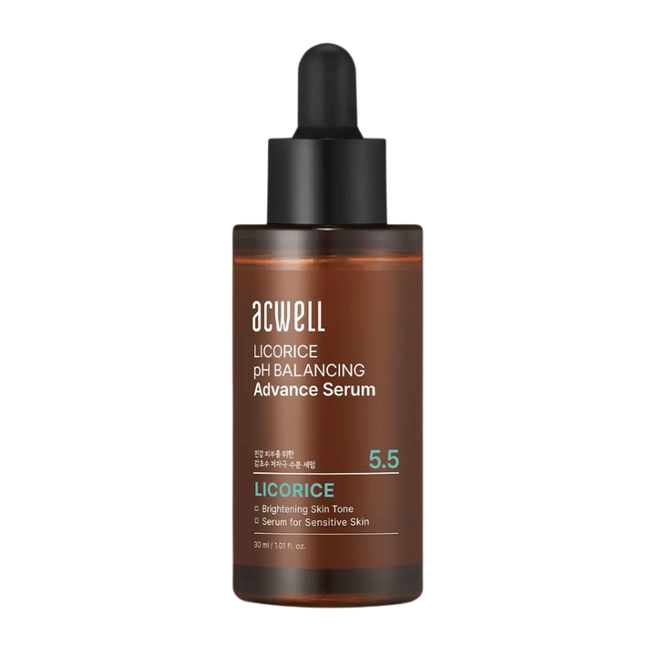 Freigestelltes, sauberes Produktbild von Acwell Licorice pH Balancing Advance Serum auf hellem Hintergrund.