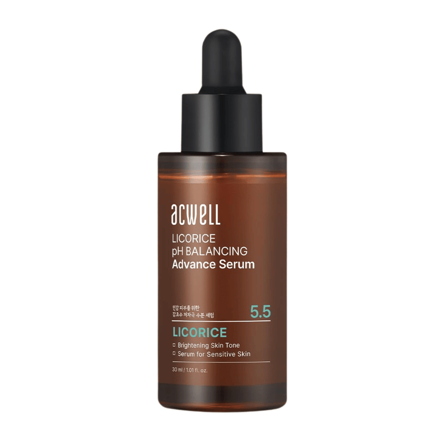 Freigestelltes, sauberes Produktbild von Acwell Licorice pH Balancing Advance Serum auf hellem Hintergrund.