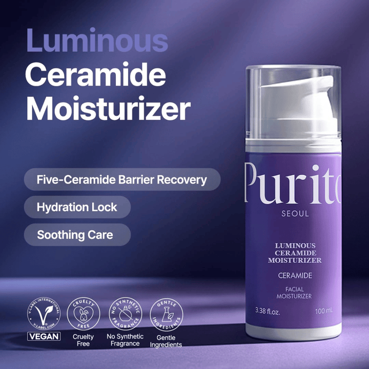 Purito Luminous Ceramide Moisturizer – koreanische Gesichtscreme mit Ceramiden, die hilft, die Hautbarriere zu reparieren, Feuchtigkeit einzuschließen und eine gleichmäßigere Hautstruktur zu verleihen.
